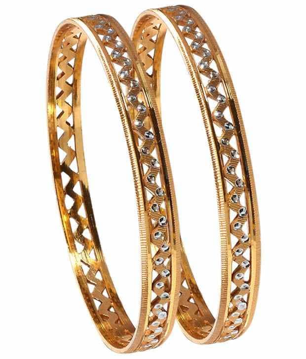 Jewar Gold Plated White Alloy Party Wear Bangle Set - Bangles & Bracelets | Buy online on ZillyBuy