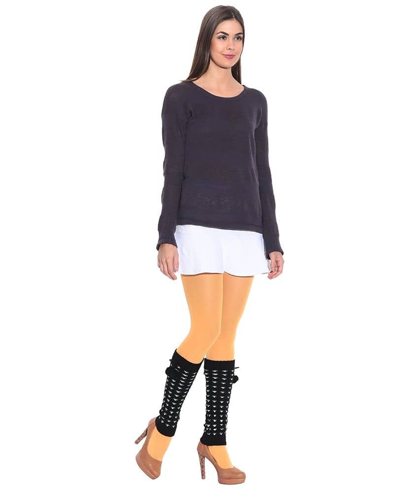 Bizarro Black Woollen Leg Warmer For Women - Socks | Buy online on ZillyBuy