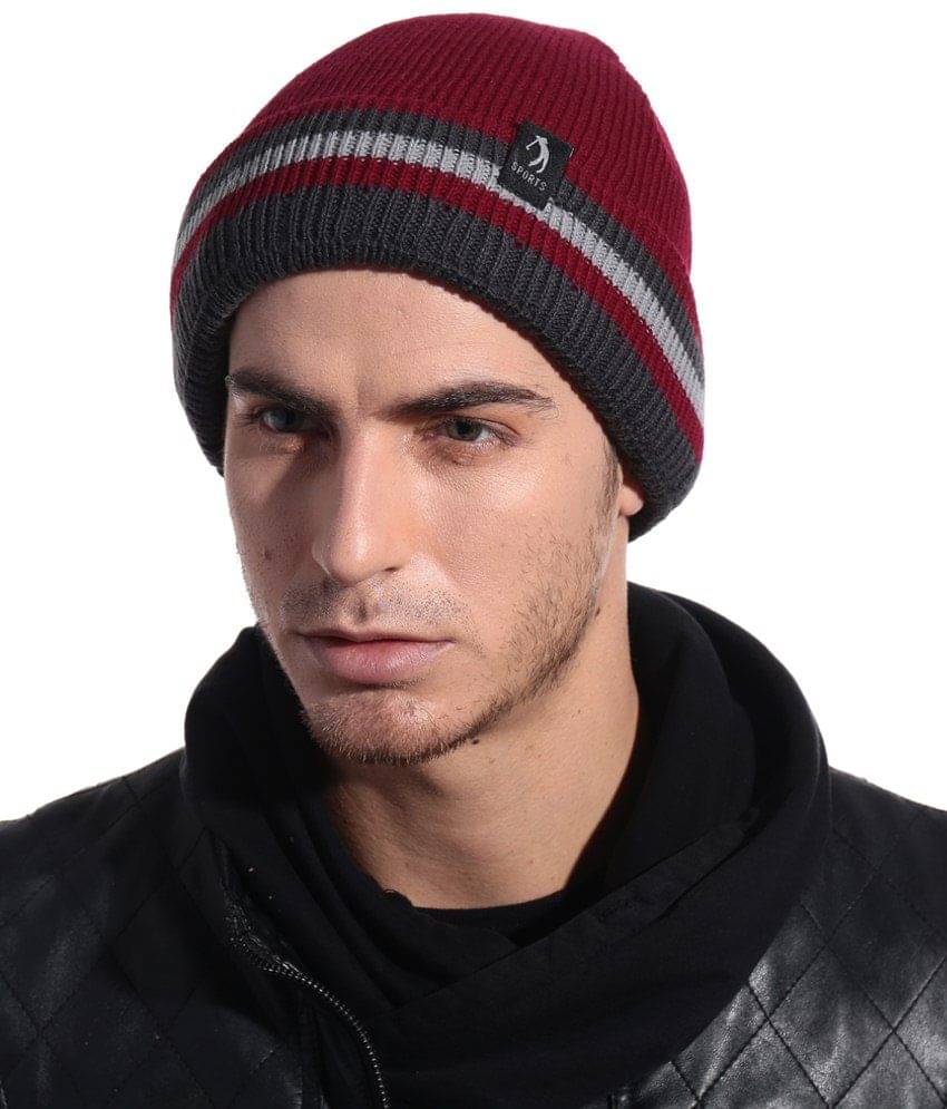 Bizarro.in Delightful Maroon Woollen Cap For Men Bizarro.in Delightful Maroon Woollen Cap For Men