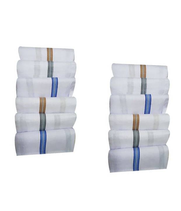 AASHIRWAD CRAFT White Cotton Men's Handkerchief ( Pack of 6 ) AASHIRWAD CRAFT White Cotton Men's Handkerchief ( Pack of 6 )