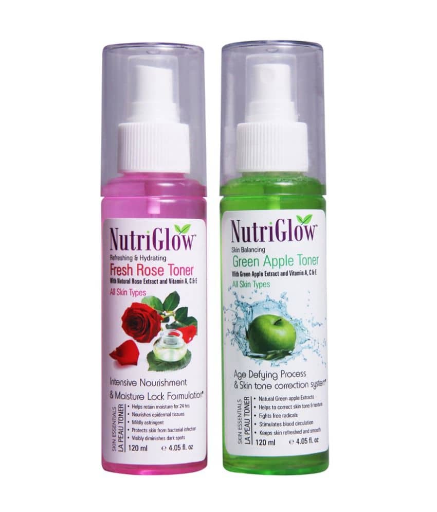 Nutriglow Fresh Rose Toner & Green Apple TonerFor Anti-Tan For All Skin Type Each 120mL (Pack of 2)