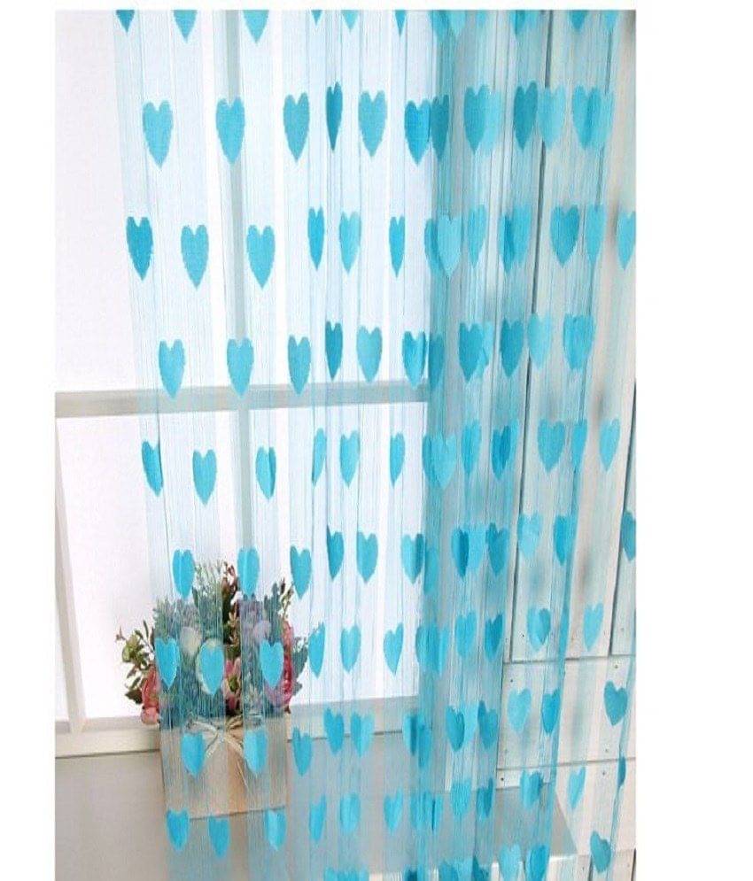 Homefab India - Blue Pack of 2 Silk Window Curtain (4 ft X 7 ft) Homefab India - Blue Pack of 2 Silk Window Curtain (4 ft X 7 ft)