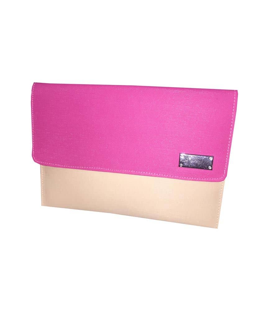 Apnav Pink-Cream Clutch with Sling - Handbags | Buy online on ZillyBuy