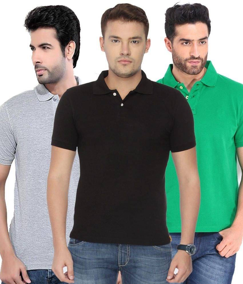 Concepts Pack Of Green, Black,gray Polo T-shirts Pack of 3 T-shirts Concepts Pack Of Green, Black,gray Polo T-shirts Pack of 3 T-shirts