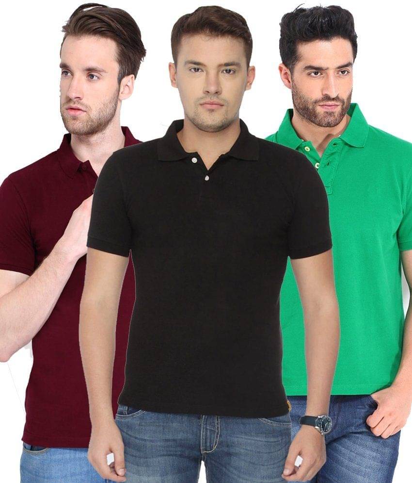 Concepts Pack Of Green, Black,maroon Polo T-shirts Pack of 3 T-shirts Concepts Pack Of Green, Black,maroon Polo T-shirts Pack of 3 T-shirts