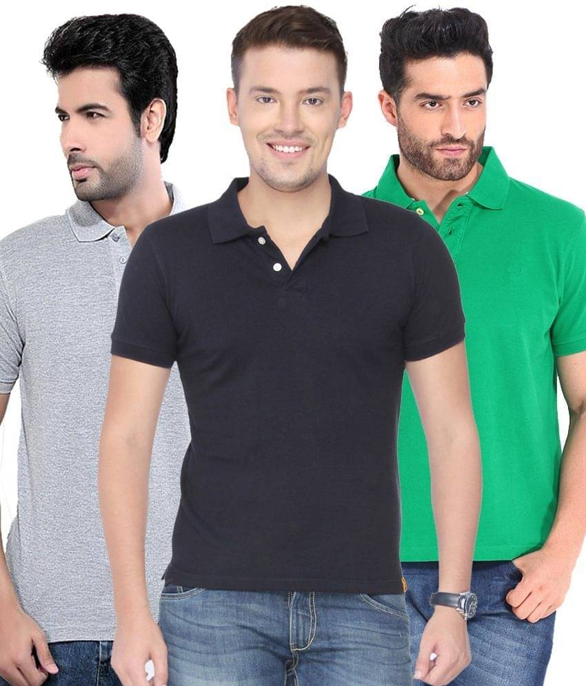 Concepts Pack Of Green, Navy Blue,gray Polo T-shirts Pack of 3 T-shirts Concepts Pack Of Green, Navy Blue,gray Polo T-shirts Pack of 3 T-shirts