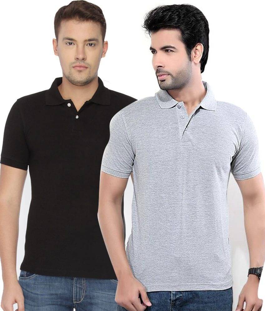 Concepts Pack Of Grey And Black Polo T Shirts Pack of 2 T-shirts Concepts Pack Of Grey And Black Polo T Shirts Pack of 2 T-shirts