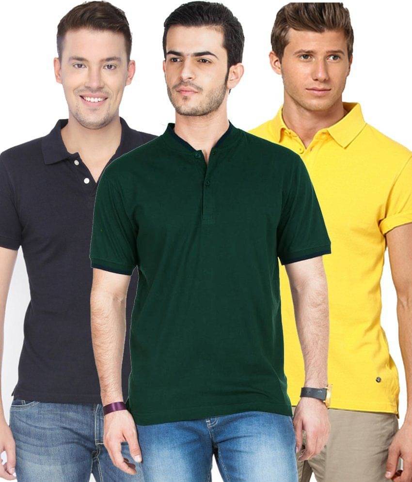 Concepts Pack Of Navy Blue, Yellow,bottle Green Polo T-shirts Pack of 3 T-shirts Concepts Pack Of Navy Blue, Yellow,bottle Green Polo T-shirts Pack of 3 T-shirts