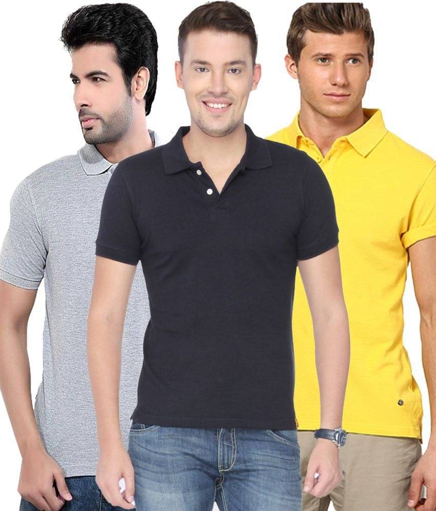 Concepts Pack Of Navy Blue, Yellow,gray Polo T-shirts Pack of 3 T-shirts Concepts Pack Of Navy Blue, Yellow,gray Polo T-shirts Pack of 3 T-shirts