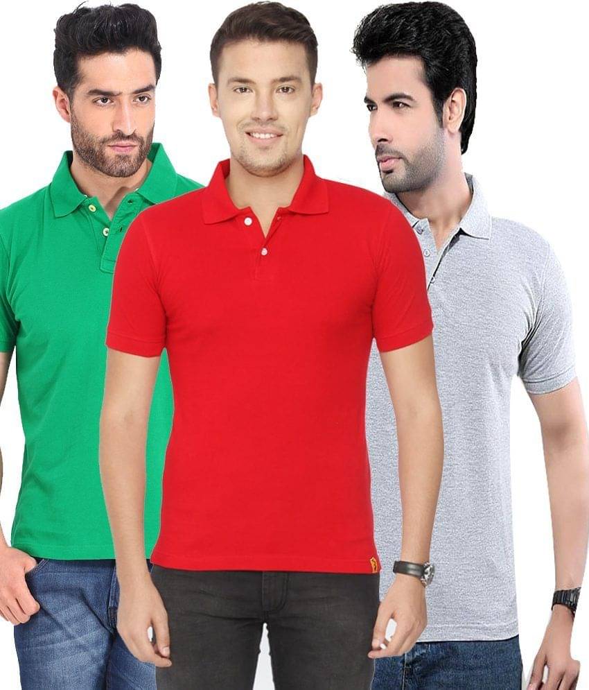 Concepts Pack Of Red, Green,gray Polo T-shirts Pack of 3 T-shirts Concepts Pack Of Red, Green,gray Polo T-shirts Pack of 3 T-shirts