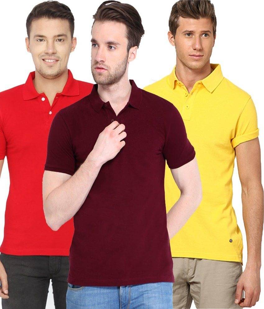 Concepts Pack Of Red, Yellow,maroon Polo T-shirts Pack of 3 T-shirts Concepts Pack Of Red, Yellow,maroon Polo T-shirts Pack of 3 T-shirts