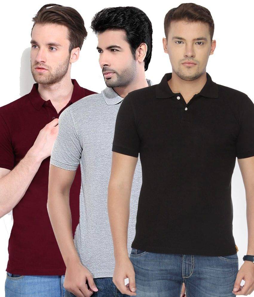     			Concepts Pack Of Black, Maroon,gray Polo T-shirts Pack of 3 T-shirts