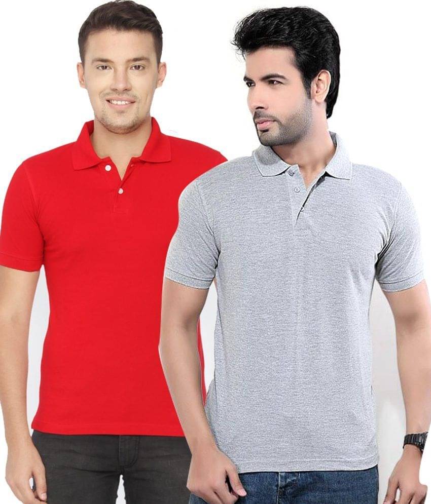 Concepts Pack Of Grey And Red Polo T Shirts Pack of 2 T-shirts Concepts Pack Of Grey And Red Polo T Shirts Pack of 2 T-shirts