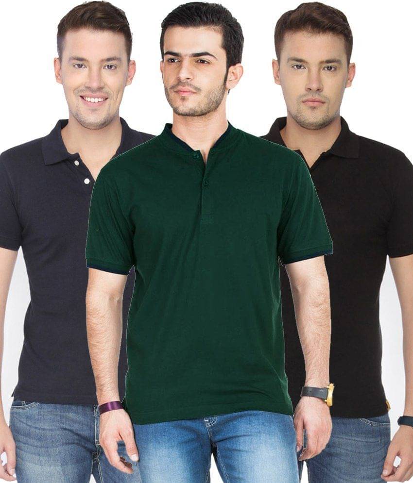 Concepts Pack Of Navy Blue, Black,bottle Green Polo T-shirts Pack of 3 T-shirts Concepts Pack Of Navy Blue, Black,bottle Green Polo T-shirts Pack of 3 T-shirts