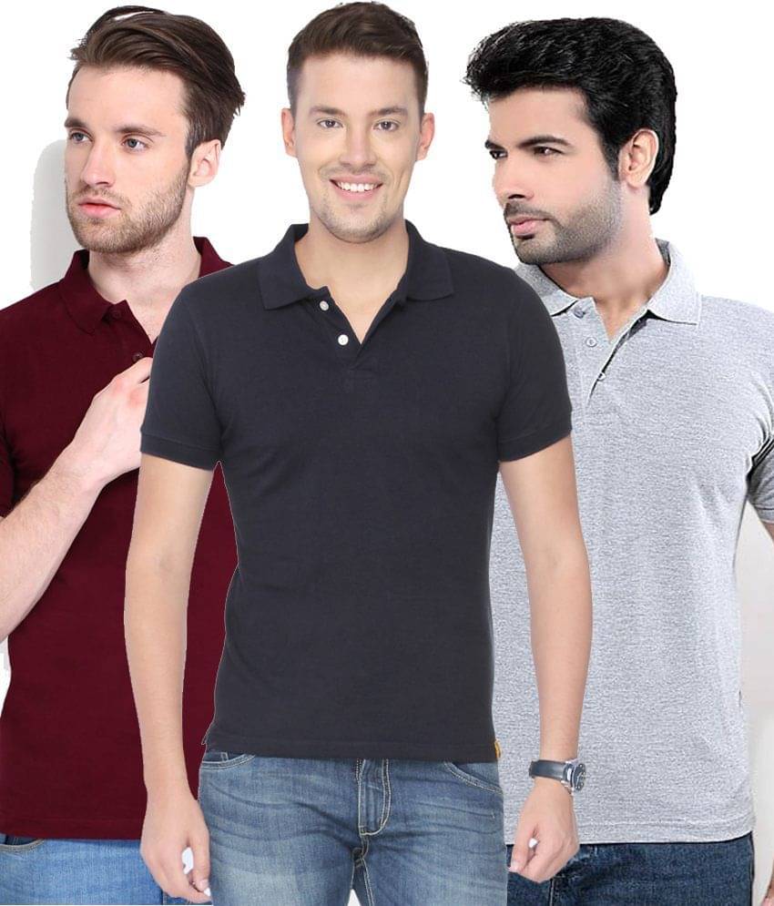 Concepts Pack Of Navy Blue, Maroon,gray Polo T-shirts Pack of 3 T-shirts Concepts Pack Of Navy Blue, Maroon,gray Polo T-shirts Pack of 3 T-shirts