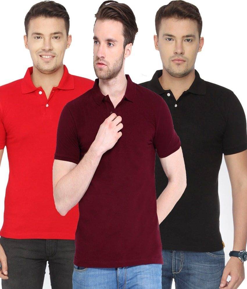     			Concepts Pack Of Red, Navy Blue,maroon Polo T-shirts Pack of 3 T-shirts