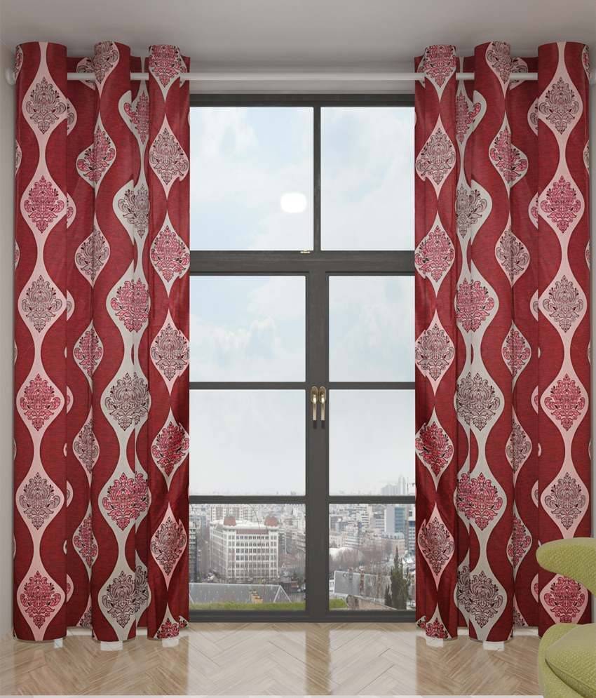 Home Candy Set of 2 Door Eyelet Curtains Geometrical Brown Home Candy Set of 2 Door Eyelet Curtains Geometrical Brown