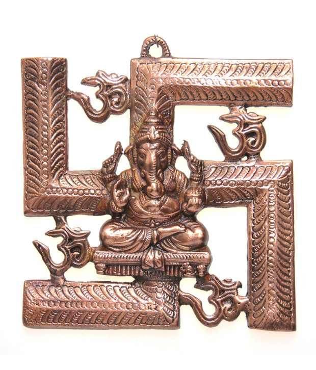 Sri Alankar Black Metal Swastik Om Appu Ganesha Wall Plate (19cmx0.5cmx18cm) Sri Alankar Black Metal Swastik Om Appu Ganesha Wall Plate (19cmx0.5cmx18cm)