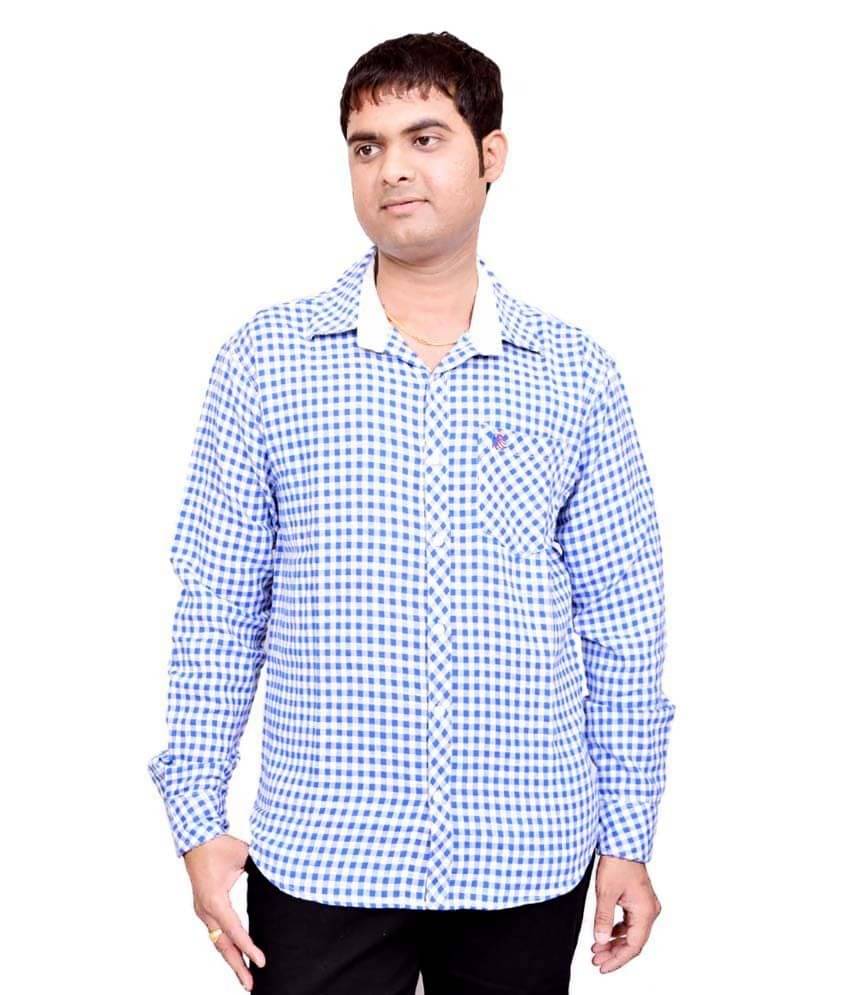 British Terminal Blue Cotton Checks Casual Wear Shirt British Terminal Blue Cotton Checks Casual Wear Shirt