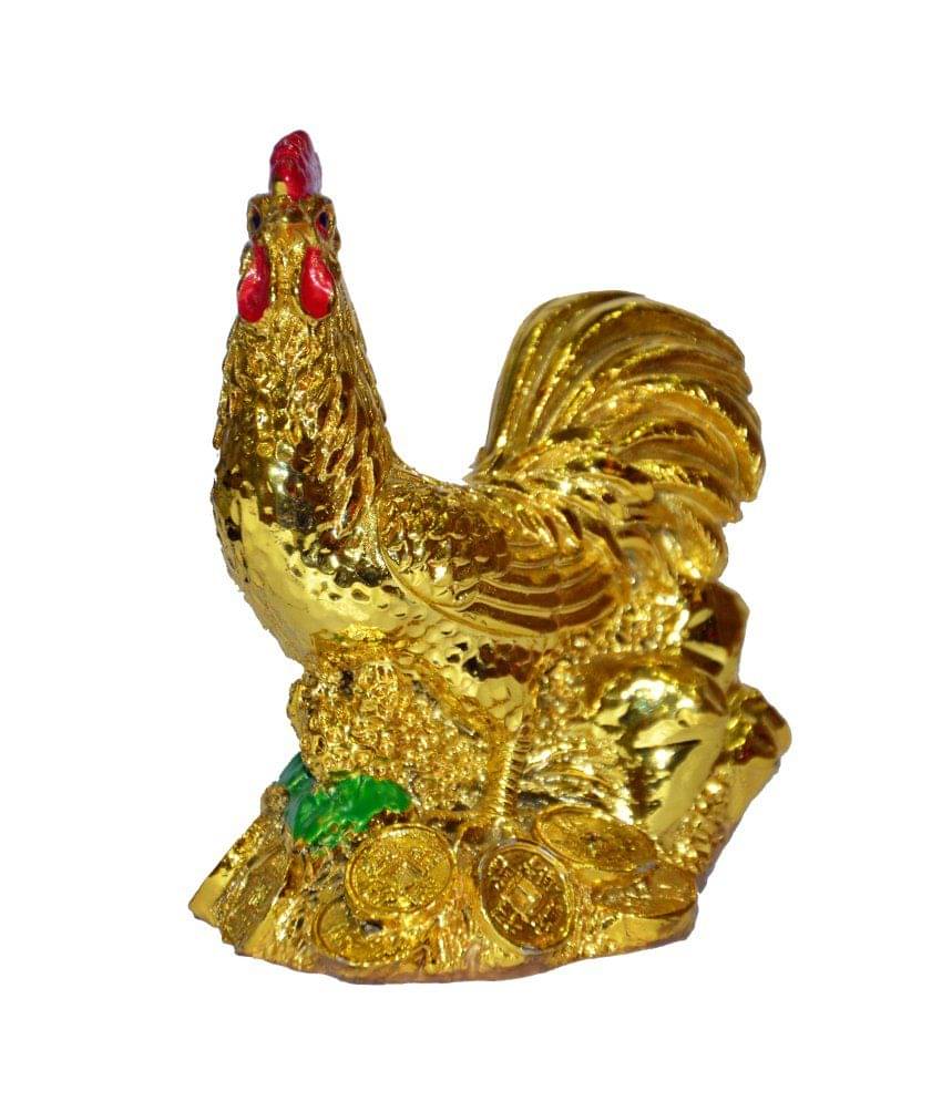     			Anjalika Beige Resin Feng Shui Rooster On Coins