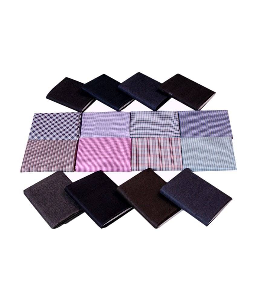 Gwalior Gray Poly Blend Unstitched Shirts and Trousers - Set of 16 Gwalior Gray Poly Blend Unstitched Shirts and Trousers - Set of 16