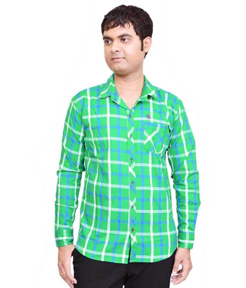     			British Terminal Green Cotton Casual Shirt