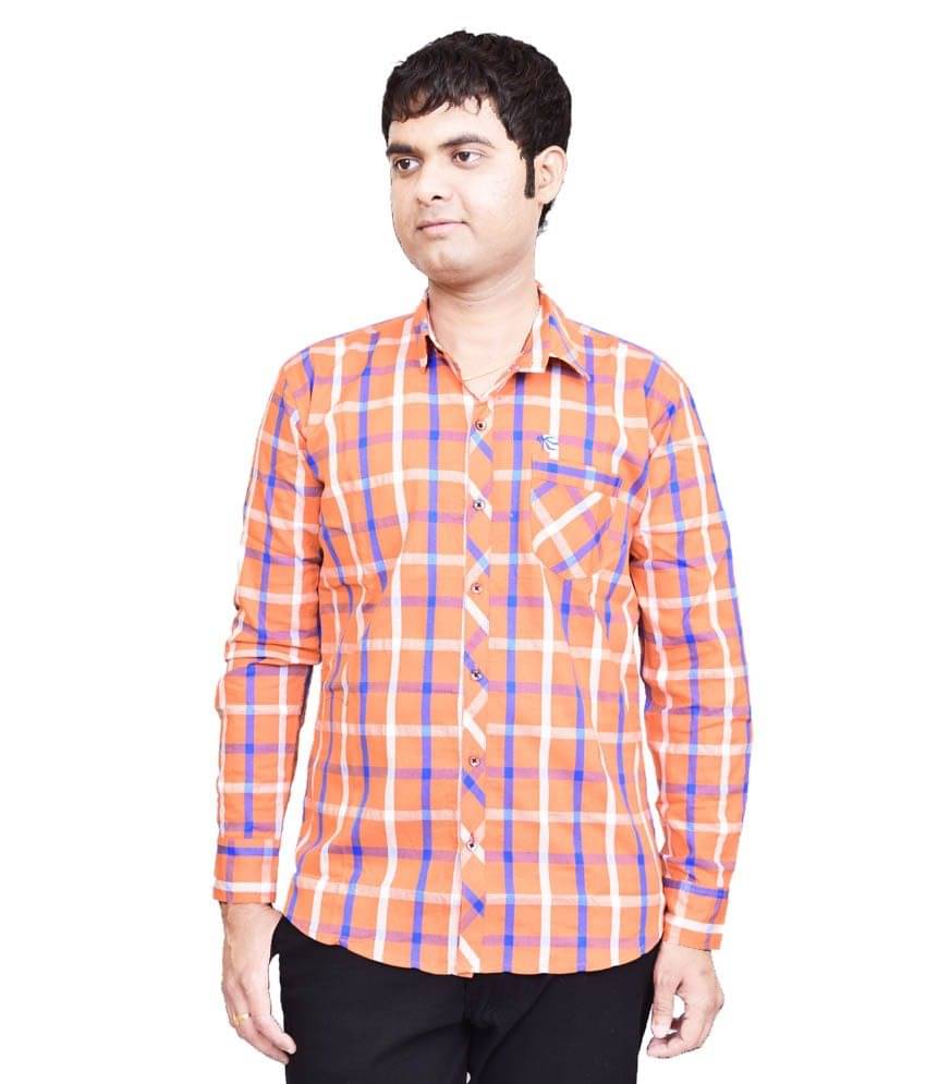 British Terminal Orange Cotton Casual Shirt British Terminal Orange Cotton Casual Shirt