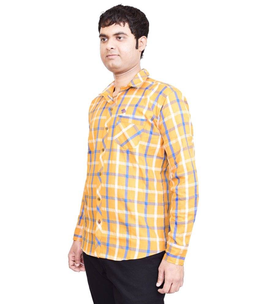     			British Terminal Yellow Cotton Casual Shirt