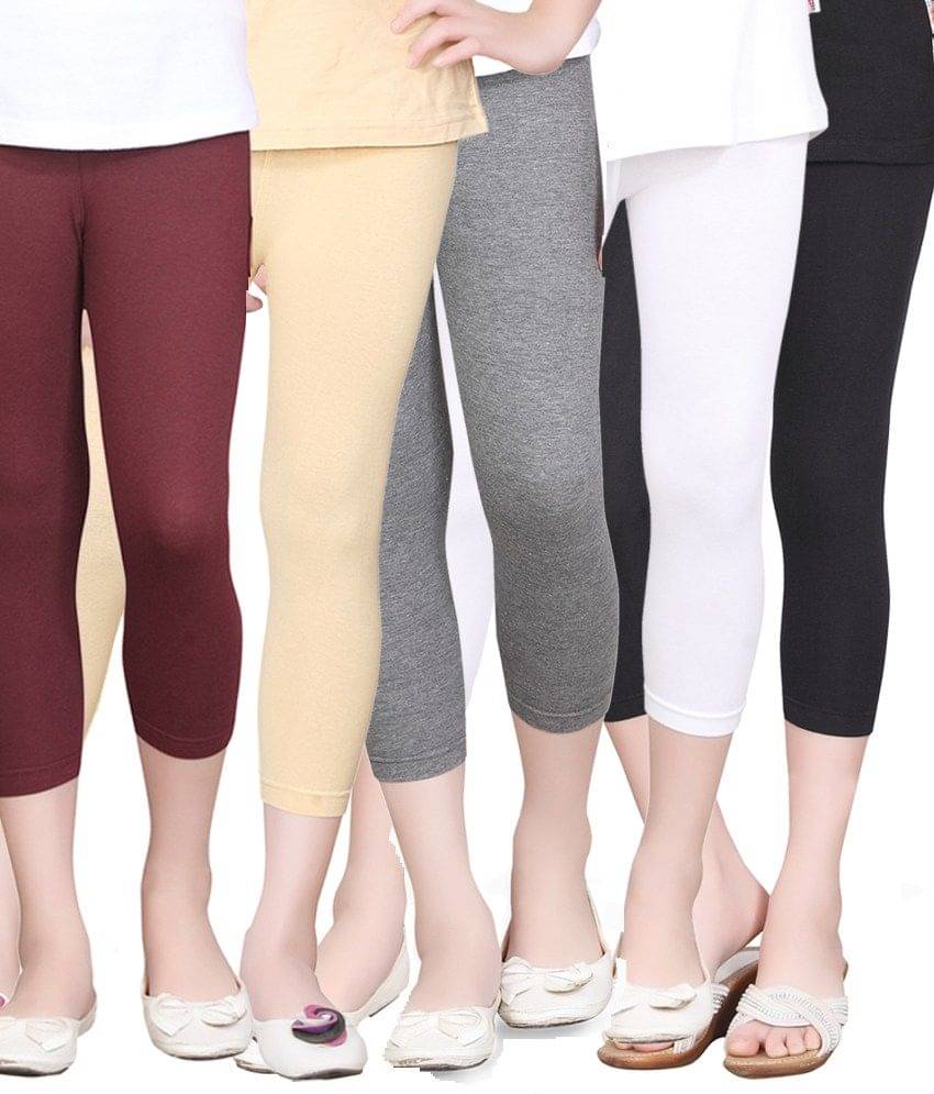     			Sini Mini Pack of 5 Girls Cotton Capris ( Multi )