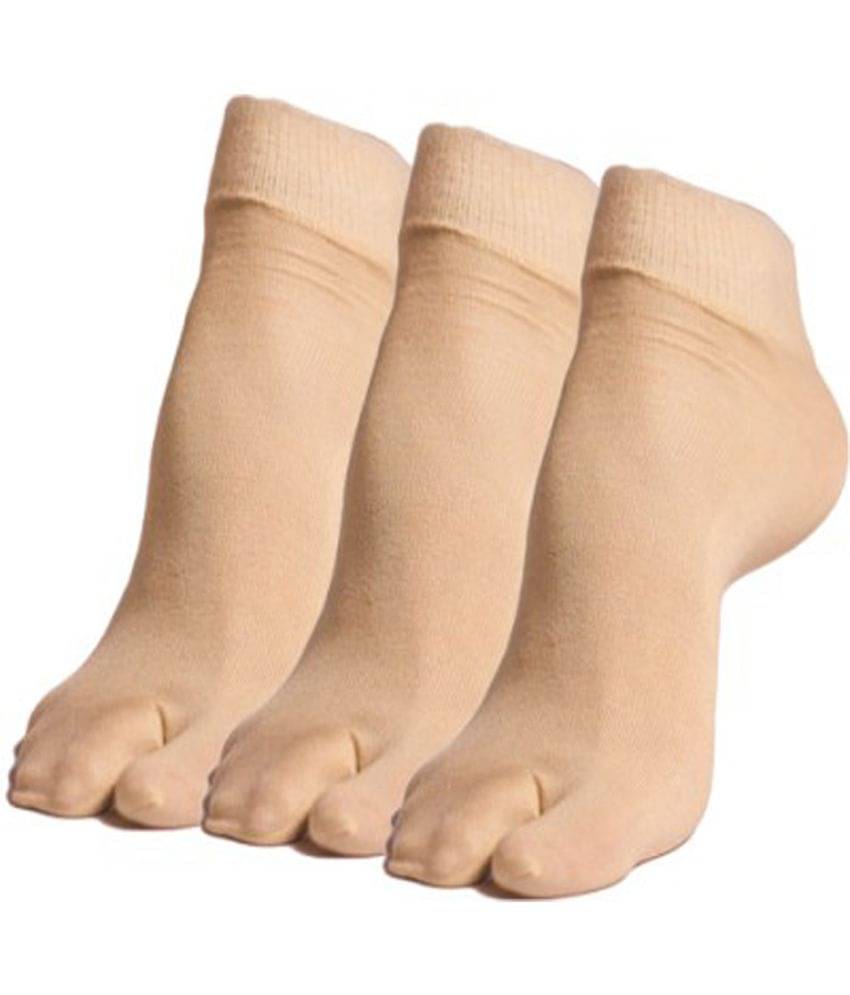     			Ultimate Beige Cotton Casual Ankle Length Socks For Women - Pack Of 3