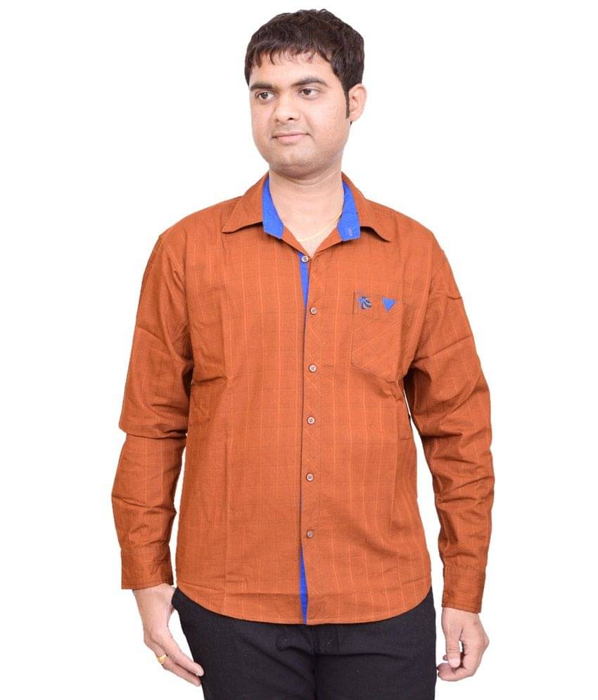 British Terminal Stylish Brown Cotton Blend Slim Fit Solid Casual Shirt     			British Terminal Stylish Brown Cotton Blend Slim Fit Solid Casual Shirt