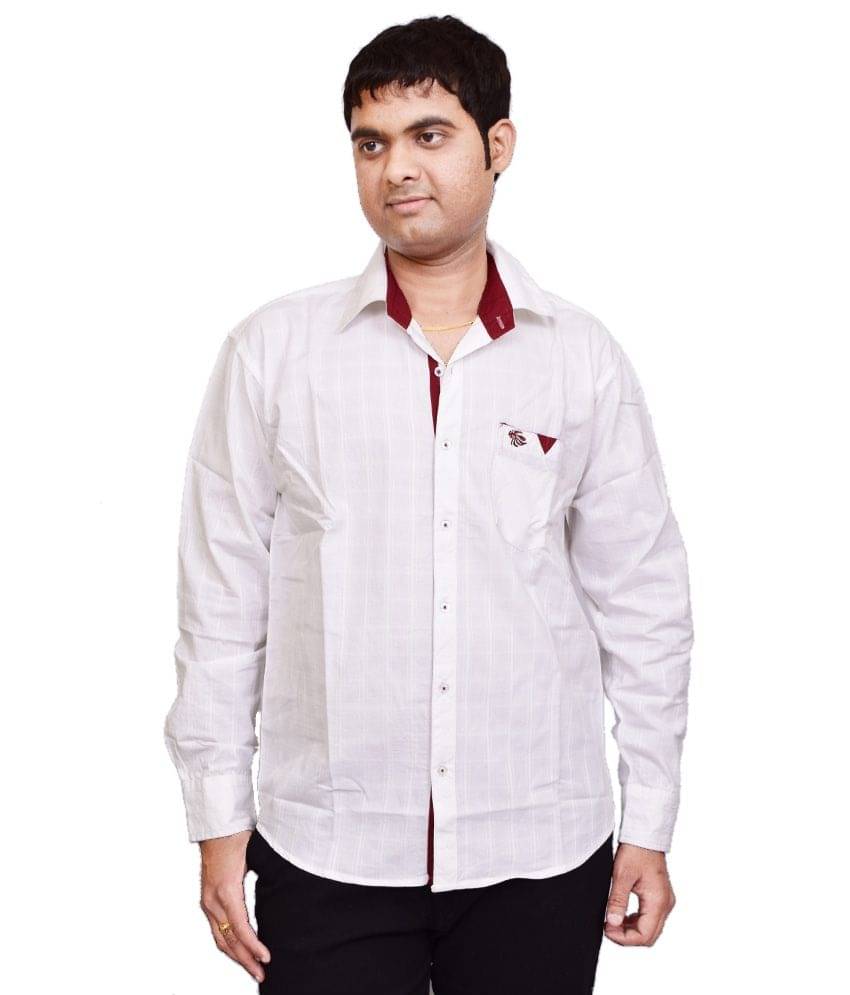 British Terminal Stylish White Cotton Blend Slim Fit Solid Casual Shirt British Terminal Stylish White Cotton Blend Slim Fit Solid Casual Shirt