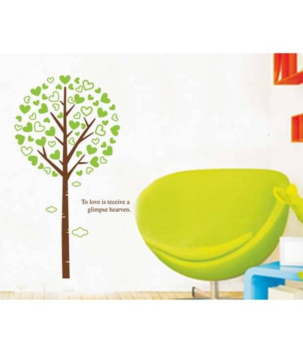     			Asmi Collection Pvc Wall Stickers Green Love Tree