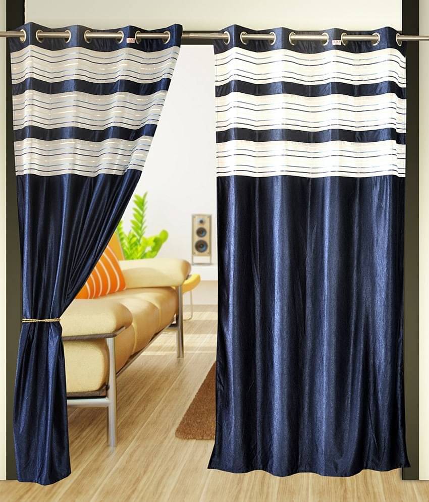 Home Candy Set of 2 Long Door Eyelet Curtains Solid Blue Home Candy Set of 2 Long Door Eyelet Curtains Solid Blue