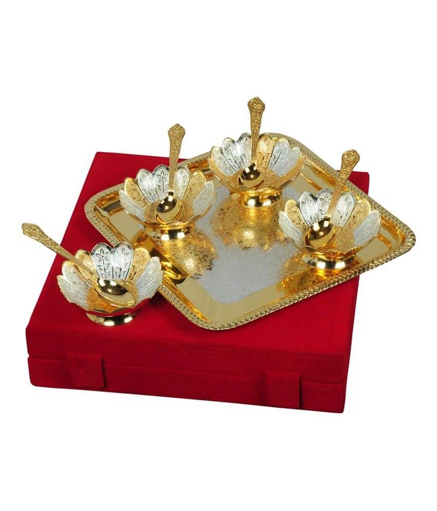     			Being Nawab Two - tone Handcrafted Flower Shaped Bowls - Set of 9 pieces