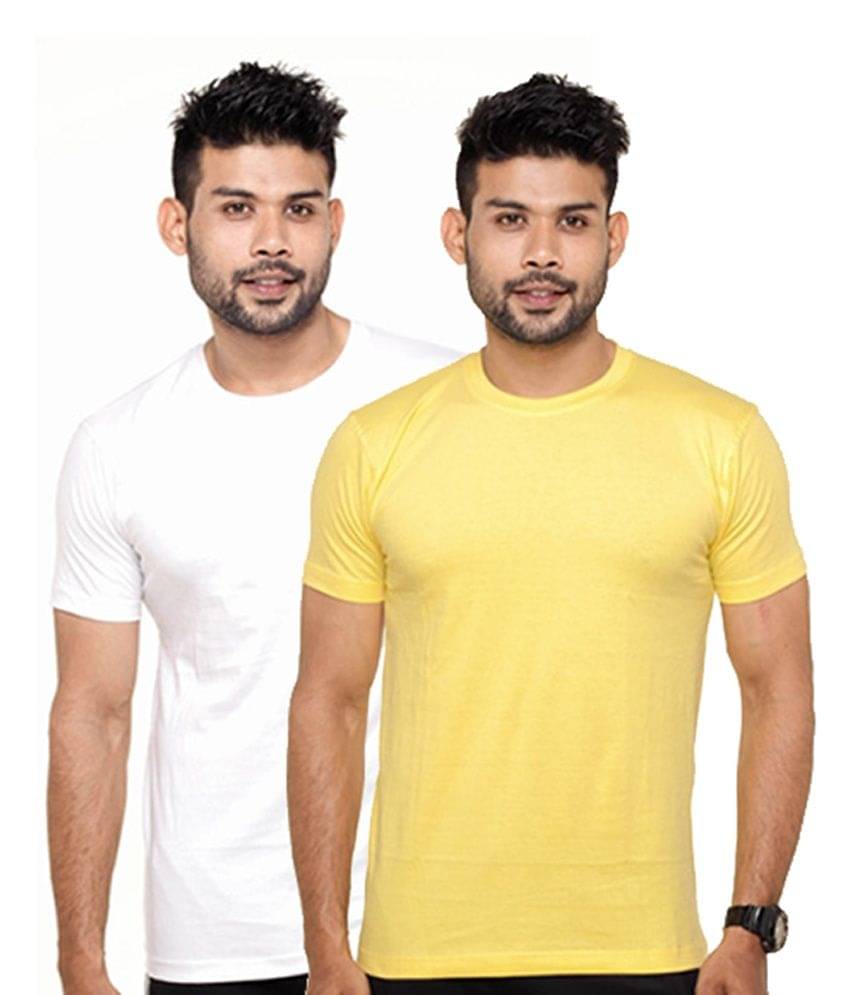 FLEXIMAA Pack of 2 Cotton Regular Fit Men's T-Shirt ( Yellow ) FLEXIMAA Pack of 2 Cotton Regular Fit Men's T-Shirt ( Yellow )