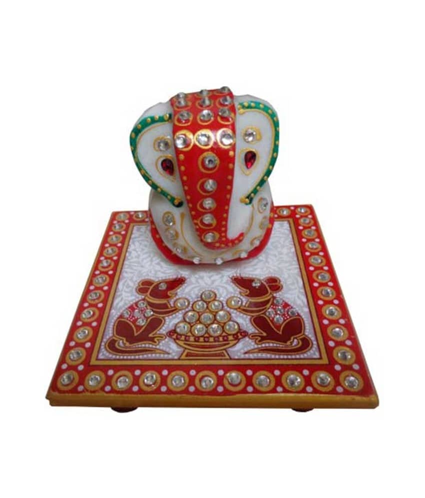 Fashion Bizz Handicraft Marble Ganesh Chowki