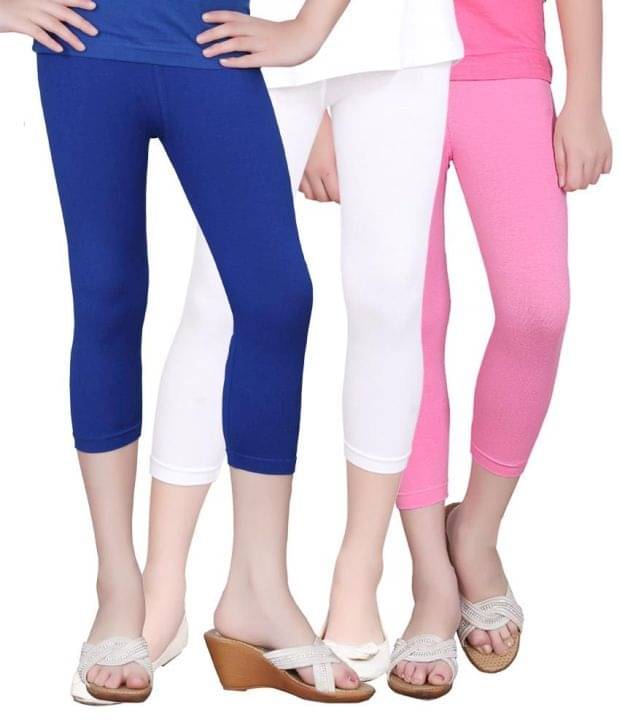     			Sini Mini Pack of 3 Girls Cotton Capris ( Multi )