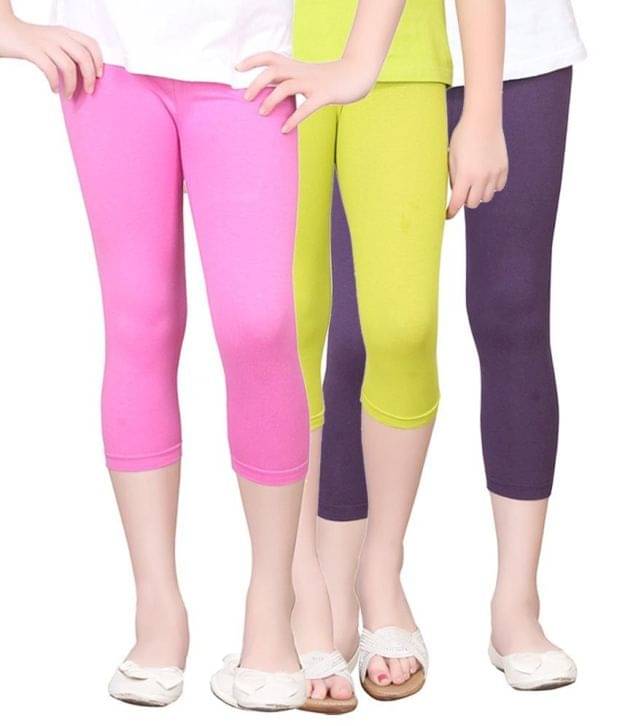     			Sini Mini Pack of 3 Girls Cotton Capris ( Multicolor )