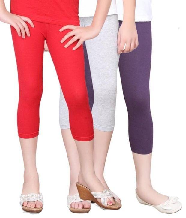     			Sini Mini Pack of 3 Girls Cotton Capris ( Multi )