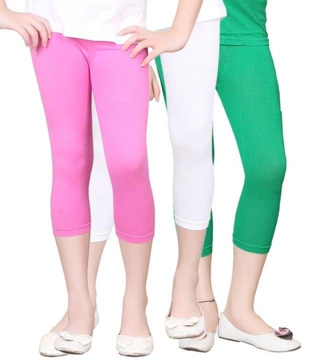     			Sini Mini Pack of 3 Girls 100% Cotton Capris ( Multi )
