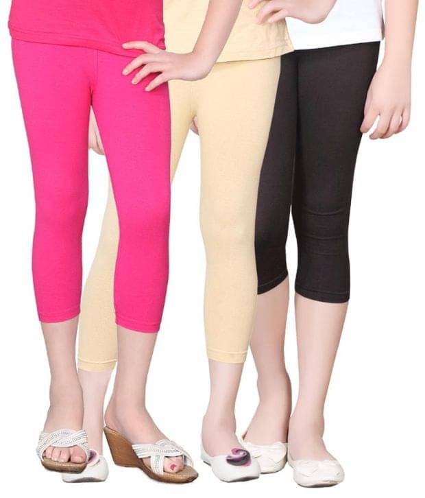     			Sini Mini Pack of 3 Girls Cotton Capris ( Multi )