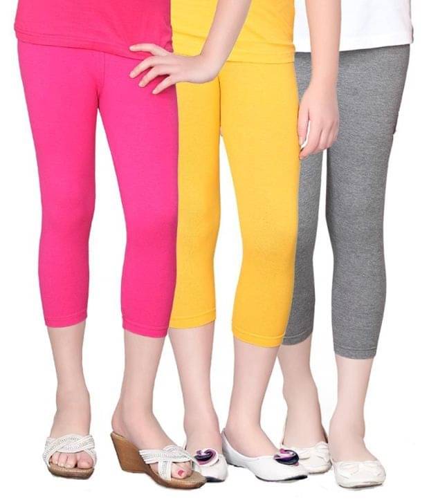     			Sini Mini Pack of 3 Girls Cotton Capris ( Multicolor )