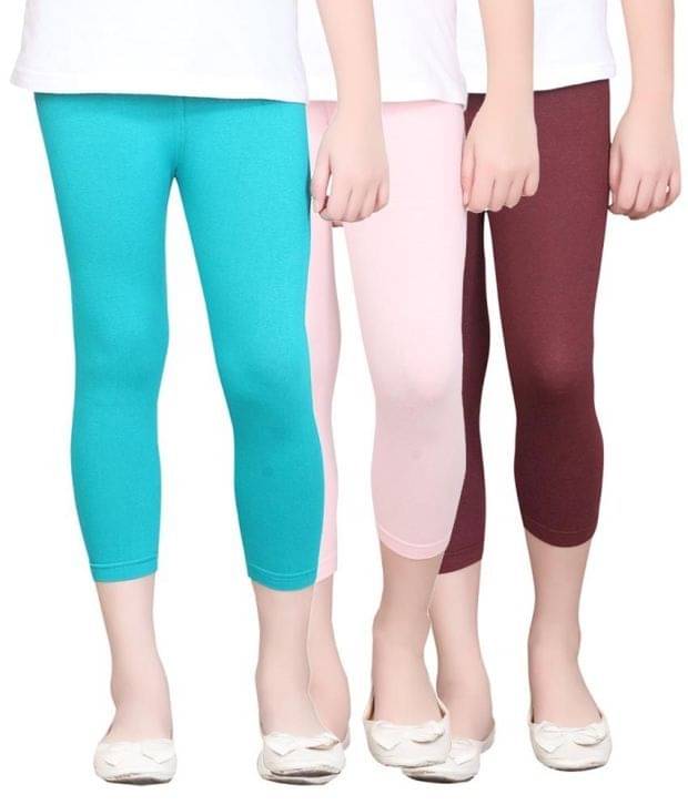     			Sini Mini Pack of 3 Girls Cotton Capris ( Multi )
