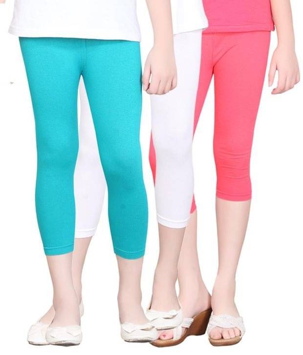     			Sini Mini Pack of 3 Girls Cotton Capris ( Multi )