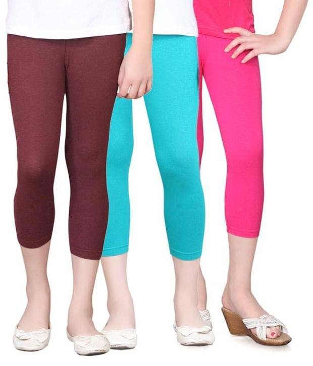     			Sini Mini Pack of 3 Girls Cotton Capris ( Multi )