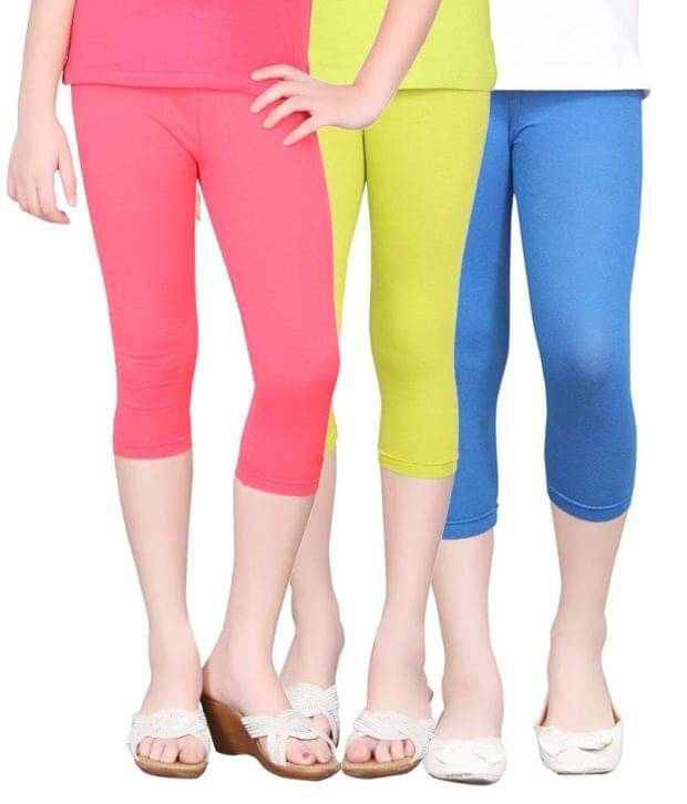     			Sini Mini Pack of 3 Girls Cotton Capris ( Multi )