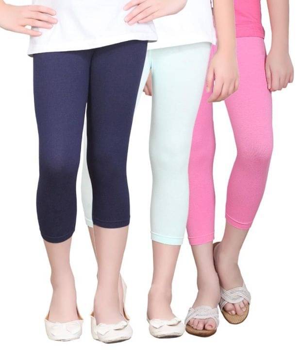     			Sini Mini Pack of 3 Girls Cotton Capris ( Multi )