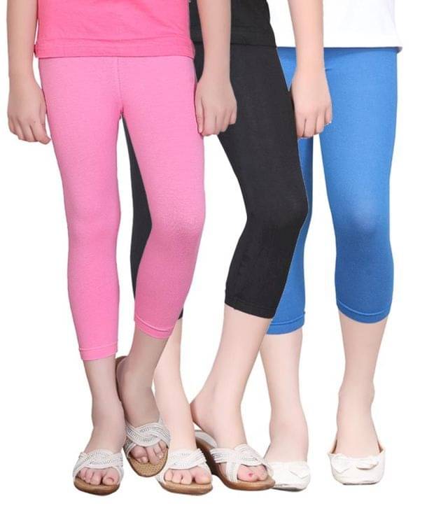     			Sini Mini Pack of 3 Girls Cotton Capris ( Multicolor )