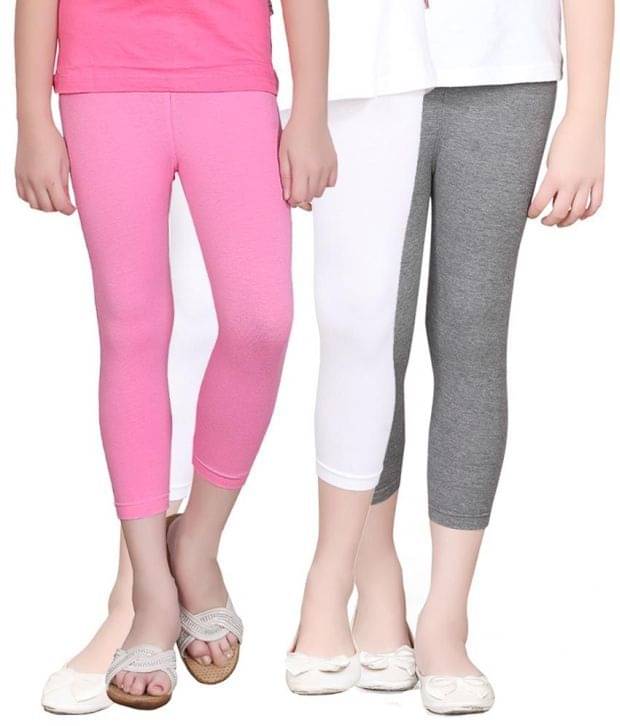    			Sini Mini Pack of 3 Girls Cotton Capris ( Multicolor )